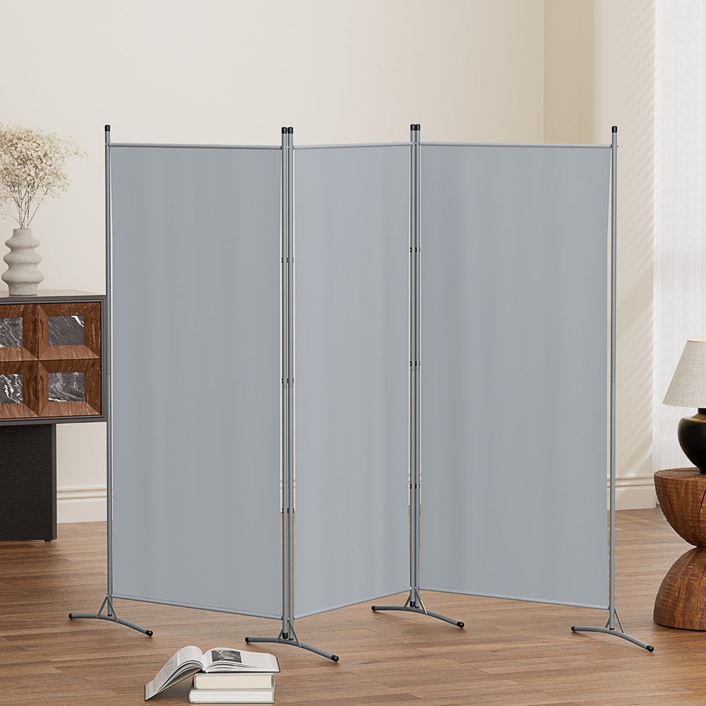 3 Panel Room Divider Screen 260x180cm Fabric Grey
