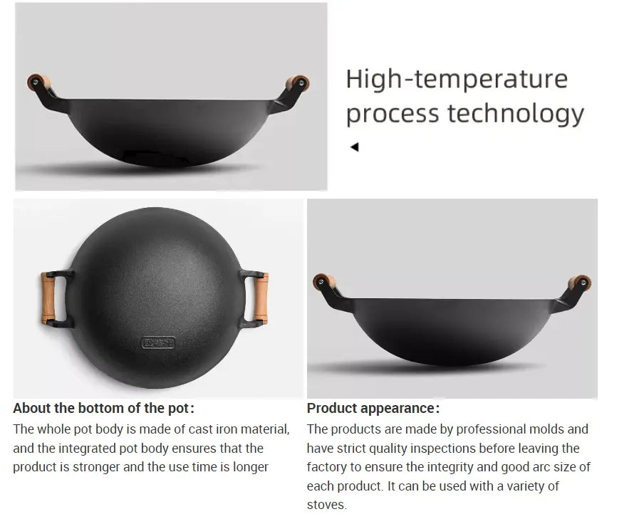 Cast Iron Wok Large With Wooden Handle Promo +  Snap Deal.