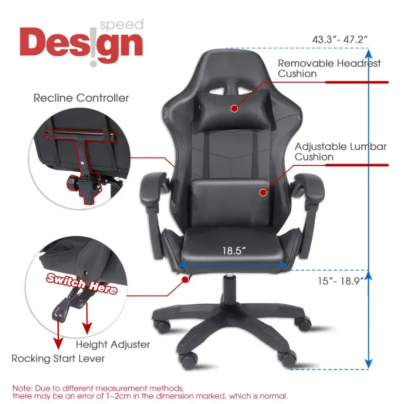 Gaming Desk with RGB Lights & Relaxio Gaming Chair – Black Combo set