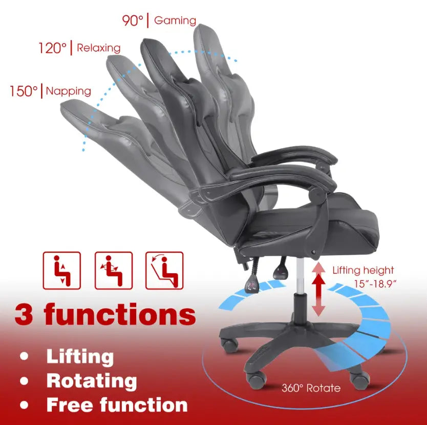 Gaming Desk with RGB Lights & Relaxio Gaming Chair – Black Combo set