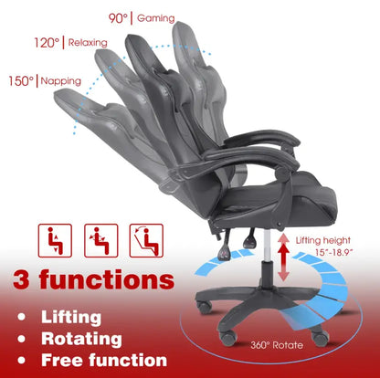 Gaming Desk with RGB Lights & Relaxio Gaming Chair – Black Combo set