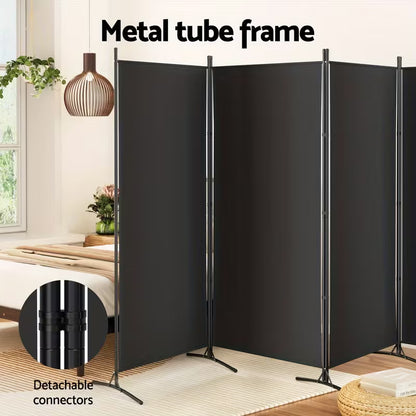 4 Panel Room Divider Black 345CM x 180CM