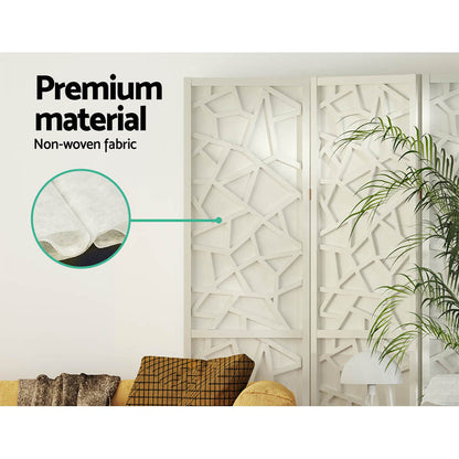 3 Panel Room Divider Screen 122x170cm Clover White