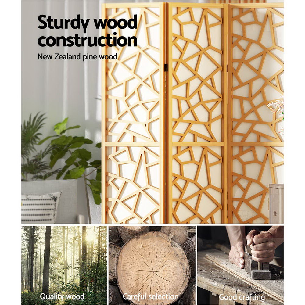 4 Panel Room Divider Screen 162x170cm Clover Natural