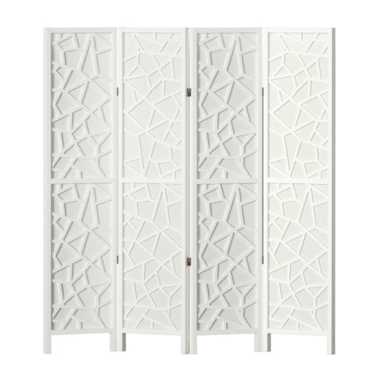 4 Panel Room Divider Screen 162x170cm Clover White