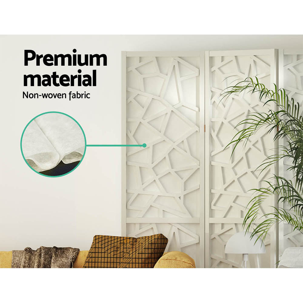 6 Panel Room Divider Screen 244x170cm Clover White