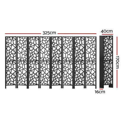 8 Panel Room Divider Screen 325x170cm Clover Black