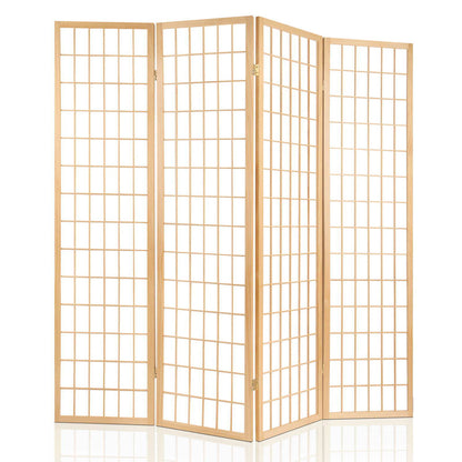 4 Panel Room Divider Screen 174x179cm Natural