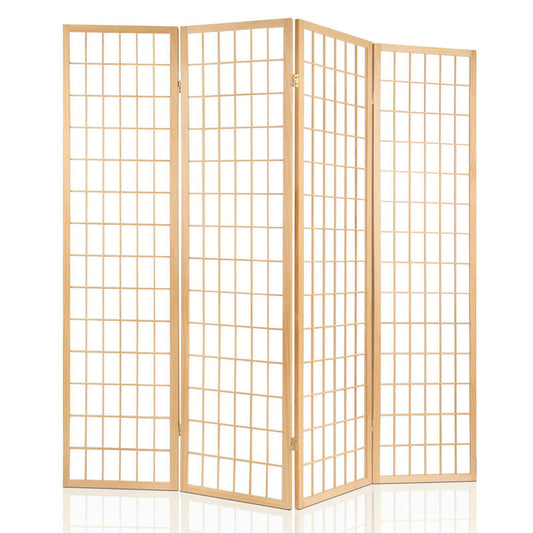 4 Panel Room Divider Screen 174x179cm Natural