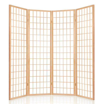 4 Panel Room Divider Screen 174x179cm Natural