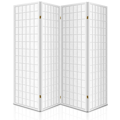 4 Panel Room Divider Screen 174x179cm White