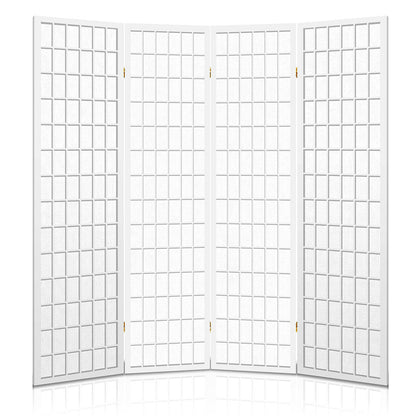 4 Panel Room Divider Screen 174x179cm White