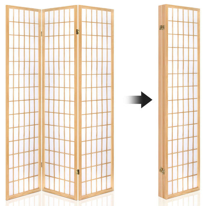 6 Panel Room Divider Screen 261x179cm Natural