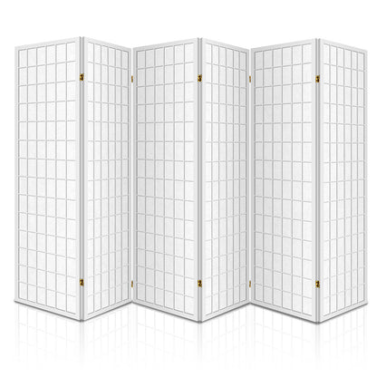 6 Panel Room Divider Screen 261x179cm White