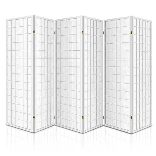 6 Panel Room Divider Screen 261x179cm White