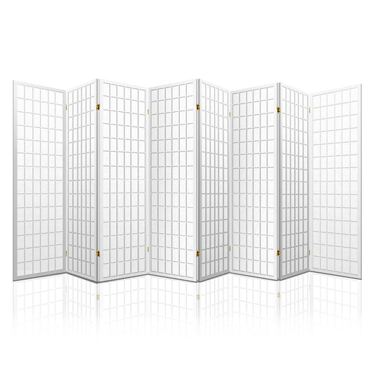 8 Panel Room Divider Screen 348x179cm White