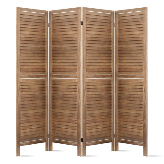 4 Panel Room Divider Screen 160x170cm Louver Oak