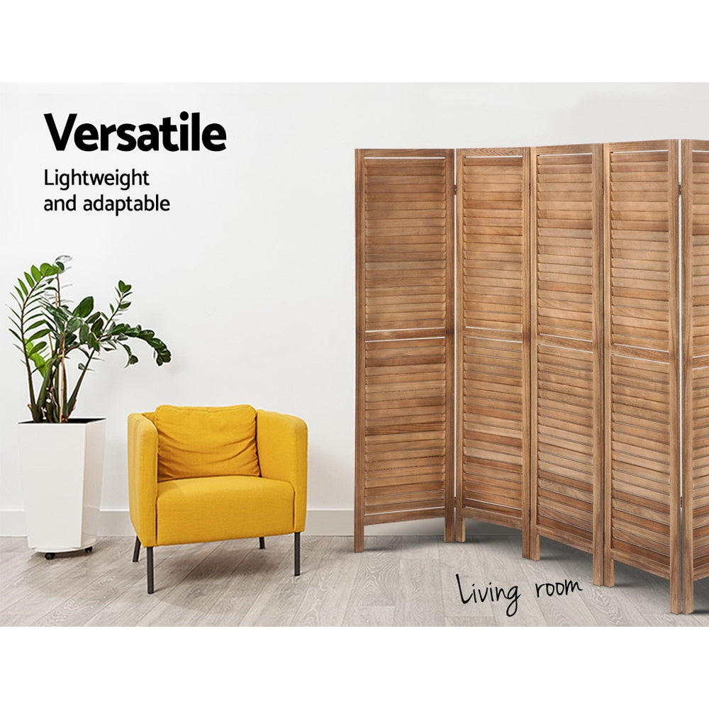 8 Panel Room Divider Screen 326x170cm Louver Oak
