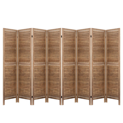 8 Panel Room Divider Screen 326x170cm Louver Oak