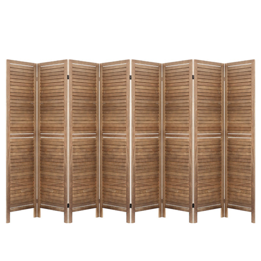 8 Panel Room Divider Screen 326x170cm Louver Oak
