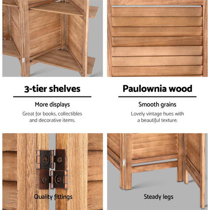 8 Panel Room Divider Screen 326x170cm Shelf Oak