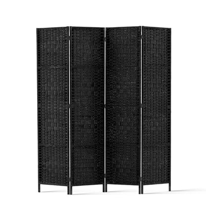 4 Panel Room Divider Screen 163x170cm Woven Black