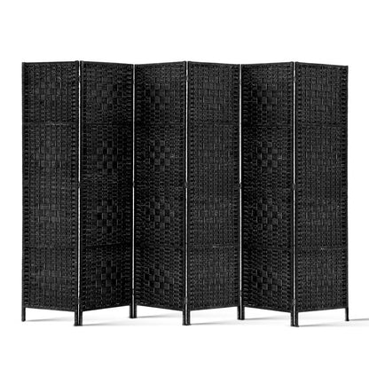 6 Panel Room Divider Screen 245x170cm Woven Black