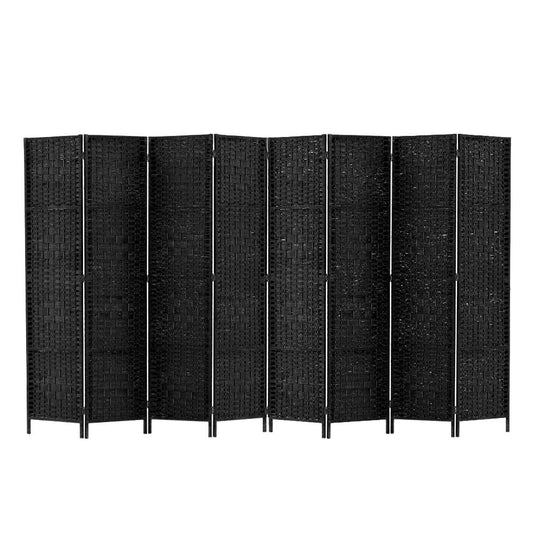 8 Panel Room Divider Screen 326x170cm Woven Black