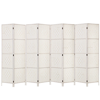 8 Panel Room Divider Screen 326x170cm Woven White