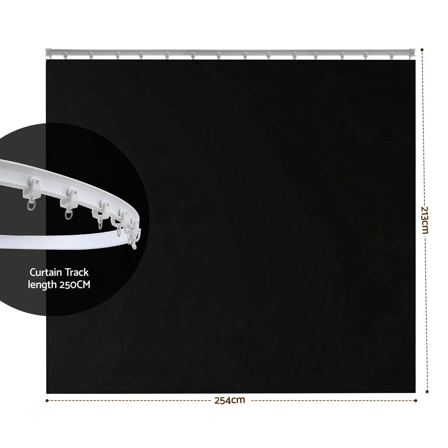 Room Divider Curtain Ceiling Mounted Track Sets Flexible Black