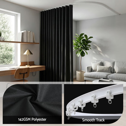 Room Divider Curtain Ceiling Mounted Track Sets Flexible Black