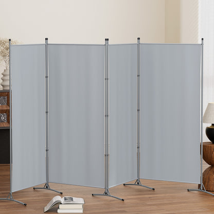 4 Panel Room Divider Screen 345x180cm Fabric Grey