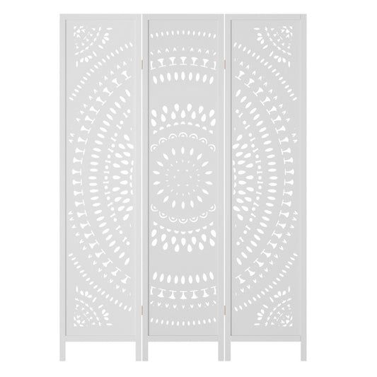 3 Panel Room Divider Screen 132x170cm Circle White