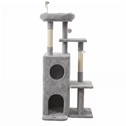 Cat Tree Tower 127cm Scratching Post Furniture Scratcher House Light Grey