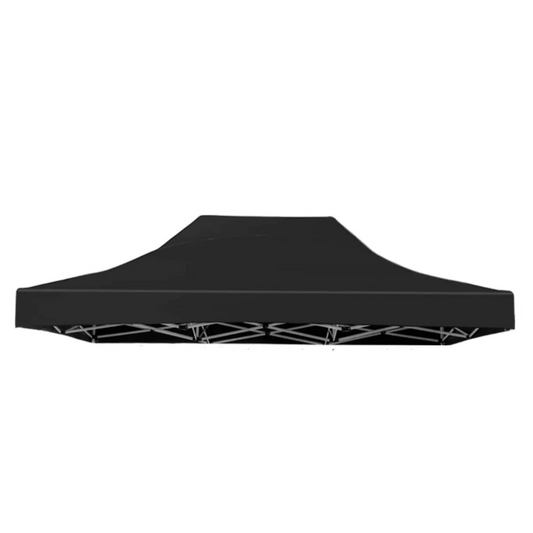 Black canopy tent roof on a white background